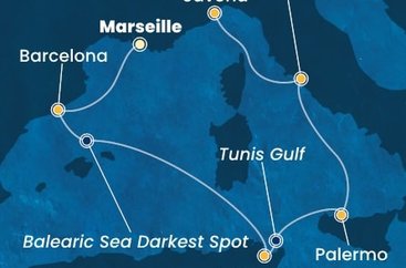 Francúzsko, Španielsko, Tunisko, Taliansko z Marseille na lodi Costa Smeralda