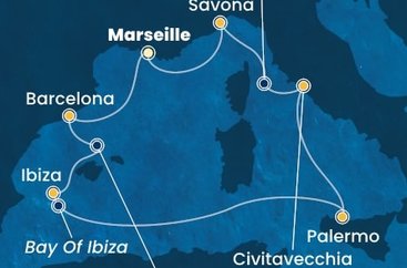 Francúzsko, Španielsko, Taliansko z Marseille na lodi Costa Toscana