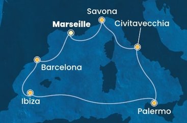 Francúzsko, Španielsko, Taliansko z Marseille na lodi Costa Smeralda
