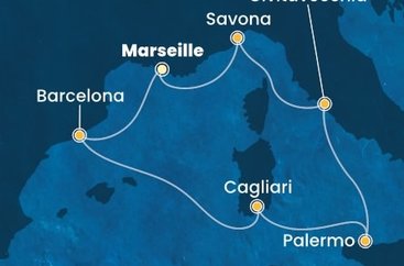 Francúzsko, Španielsko, Taliansko z Marseille na lodi Costa Smeralda