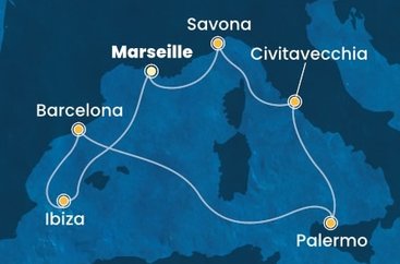 Francúzsko, Španielsko, Taliansko z Marseille na lodi Costa Smeralda