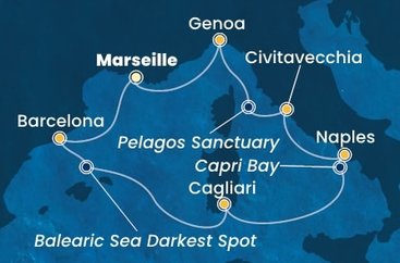 Francúzsko, Španielsko, Taliansko z Marseille na lodi Costa Smeralda
