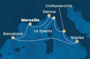 Francúzsko, Španielsko, Taliansko z Marseille na lodi Costa Toscana
