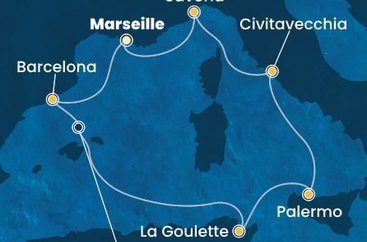 Francúzsko, Španielsko, Tunisko, Taliansko z Marseille na lodi Costa Pacifica