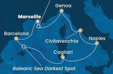 Francúzsko, Španielsko, Sardínia, Taliansko z Marseille na lodi Costa Toscana