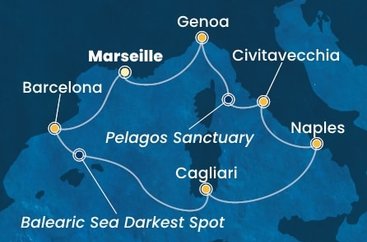 Francúzsko, Španielsko, Taliansko z Marseille na lodi Costa Smeralda