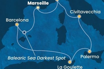 Francúzsko, Španielsko, Tunisko, Taliansko z Marseille na lodi Costa Pacifica