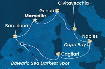 Francúzsko, Španielsko, Taliansko z Marseille na lodi Costa Smeralda