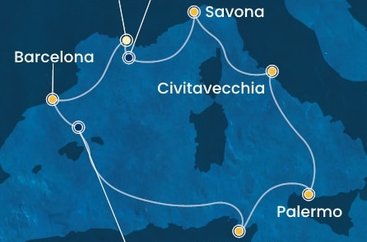 Francúzsko, Španielsko, Tunisko, Taliansko z Marseille na lodi Costa Toscana