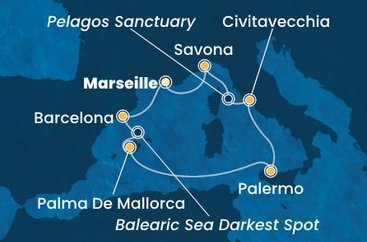 Francúzsko, Španielsko, Taliansko z Marseille na lodi Costa Toscana