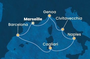 Francúzsko, Španielsko, Taliansko z Marseille na lodi Costa Toscana