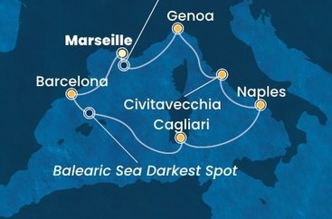 Francúzsko, Španielsko, Taliansko z Marseille na lodi Costa Toscana