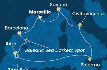 Francúzsko, Španielsko, Taliansko z Marseille na lodi Costa Toscana