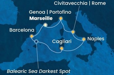 Francúzsko, Španielsko, Taliansko z Marseille na lodi Costa Smeralda