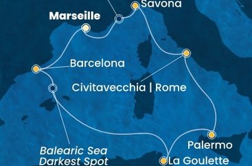 Francúzsko, Španielsko, Tunisko, Taliansko z Marseille na lodi Costa Toscana