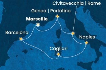 Francúzsko, Španielsko, Taliansko z Marseille na lodi Costa Smeralda