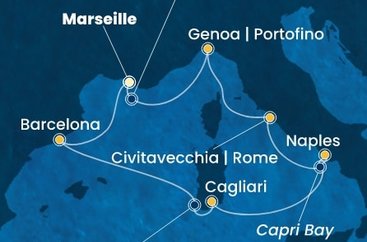 Francúzsko, Španielsko, Taliansko z Marseille na lodi Costa Smeralda