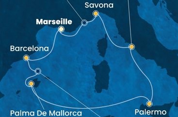 Francúzsko, Španielsko, Taliansko z Marseille na lodi Costa Toscana