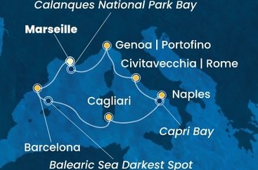 Francúzsko, Španielsko, Taliansko z Marseille na lodi Costa Toscana