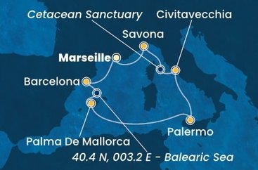 Francúzsko, Španielsko, Taliansko z Marseille na lodi Costa Smeralda