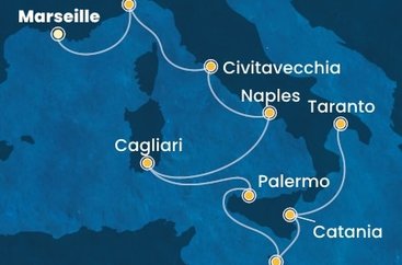 Francúzsko, Taliansko, Malta z Marseille na lodi Costa Serena