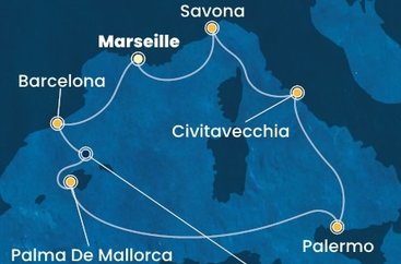 Francúzsko, Španielsko, Taliansko z Marseille na lodi Costa Smeralda