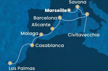 Francúzsko, Taliansko, Španielsko, Maroko z Marseille na lodi Costa Pacifica