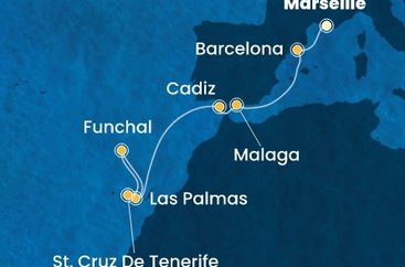 Francúzsko, Španielsko, Portugalsko z Marseille na lodi Costa Smeralda