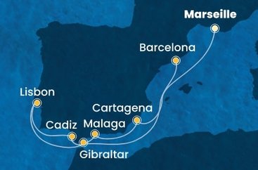 Francúzsko, Španielsko, Gibraltár, Portugalsko z Marseille na lodi Costa Favolosa