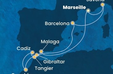 Francúzsko, Taliansko, Španielsko, Maroko, Gibraltár z Marseille na lodi Costa Fascinosa