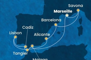 Francúzsko, Taliansko, Španielsko, Portugalsko, Maroko z Marseille na lodi Costa Diadema