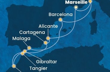 Francúzsko, Taliansko, Španielsko, Maroko, Gibraltár z Marseille na lodi Costa Pacifica