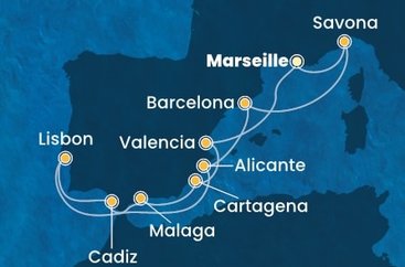 Francúzsko, Španielsko, Portugalsko, Taliansko z Marseille na lodi Costa Favolosa