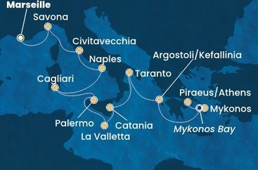 Francúzsko, Taliansko, Malta, Grécko z Marseille na lodi Costa Serena