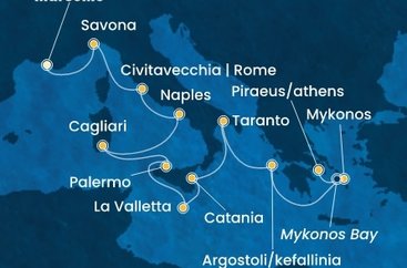 Francúzsko, Taliansko, Malta, Grécko z Marseille na lodi Costa Serena
