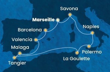 Francúzsko, Taliansko, Tunisko, Maroko, Španielsko z Marseille na lodi Costa Pacifica