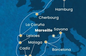 Francúzsko, Taliansko, Španielsko, Portugalsko, Francie, Nemecko z Marseille na lodi Costa Favolosa