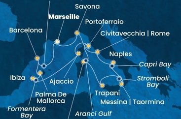 Francúzsko, Taliansko, , Španielsko z Marseille na lodi Costa Favolosa