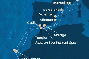 Francúzsko, Španielsko, Tenerife, Gran Canaria, Maroko, , Taliansko z Marseille na lodi Costa Toscana