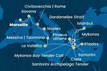 Francúzsko, Taliansko, Malta, Grécko, Turecko,  z Marseille na lodi Costa Pacifica