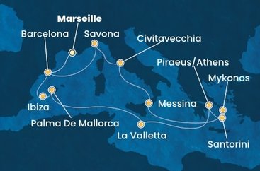 Francúzsko, Španielsko, Malta, Grécko, Taliansko z Marseille na lodi Costa Serena