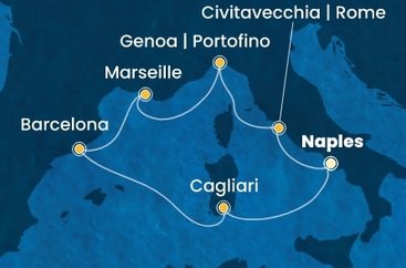 Taliansko, Francúzsko, Španielsko z Neapolu na lodi Costa Smeralda