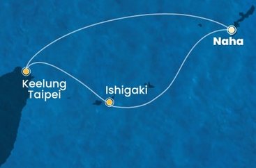 Japonsko, Tchaj-wan z Nahy na lodi Costa Serena