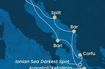 Taliansko, Grécko, Kefalonie, Čierna Hora, Chorvátsko z Marghery na lodi Costa Deliziosa