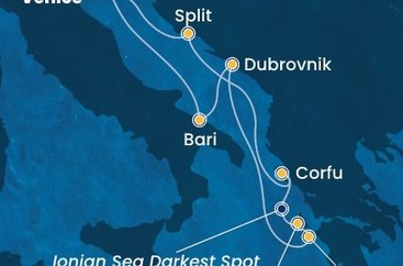 Taliansko, Chorvátsko, Grécko, Kefalonie z Marghery na lodi Costa Deliziosa
