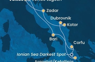 Taliansko, Grécko, Kefalonie, Chorvátsko, Čierna Hora z Marghery na lodi Costa Deliziosa