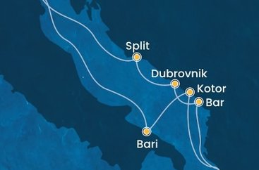 Taliansko, Čierna Hora, Grécko, Chorvátsko z Marghery na lodi Costa Deliziosa