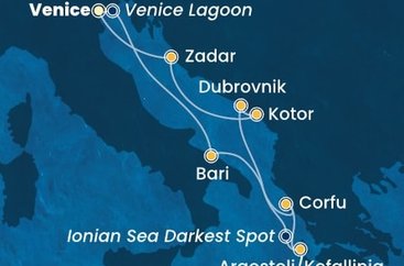 Taliansko, Grécko, Kefalonie, Chorvátsko, Čierna Hora z Marghery na lodi Costa Deliziosa