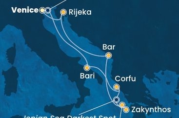 Taliansko, Grécko, Kefalonie, Čierna Hora, Chorvátsko z Marghery na lodi Costa Deliziosa