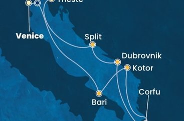 Taliansko, Čierna Hora, Grécko, Chorvátsko z Marghery na lodi Costa Deliziosa